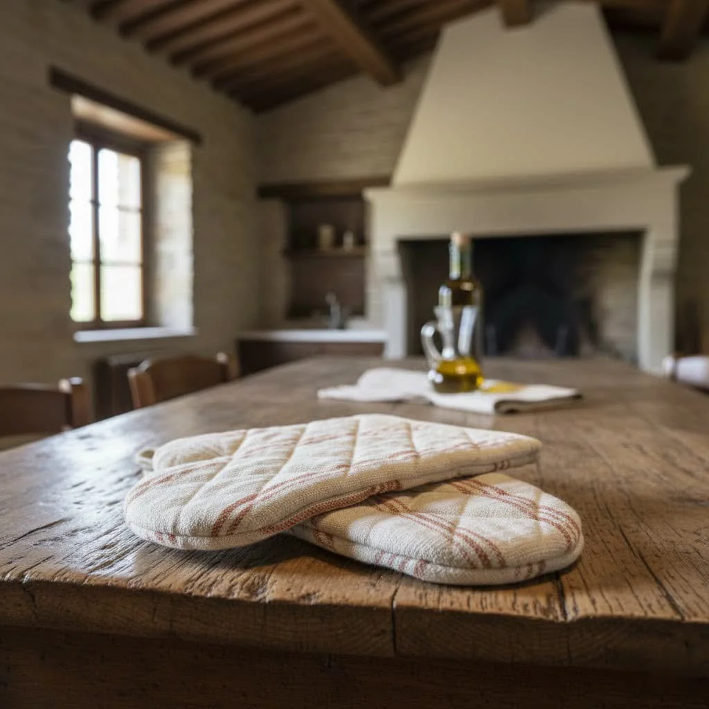 Cat oven mitts with playful paw prints