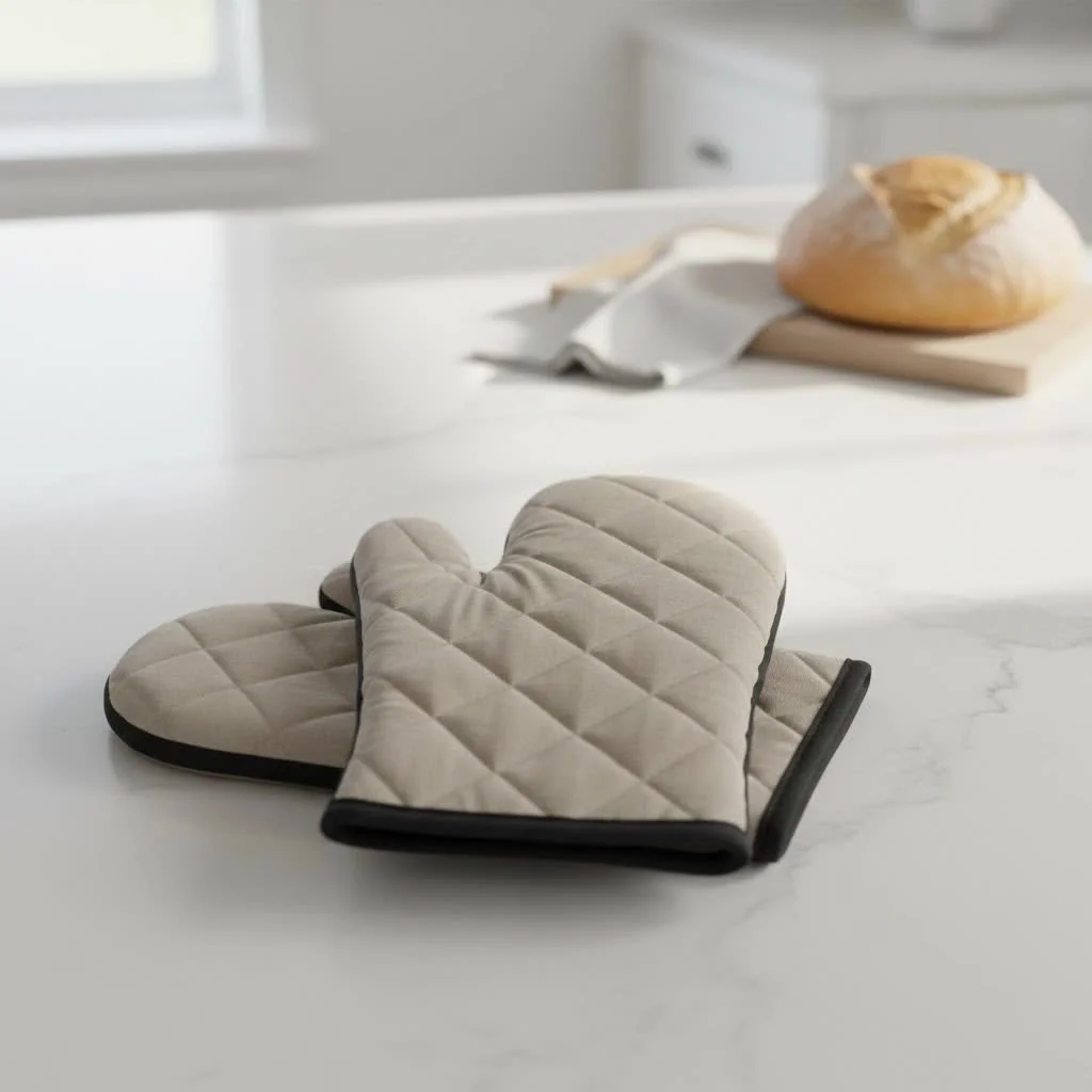 Snoopy oven mitts with whimsical Peanuts characters